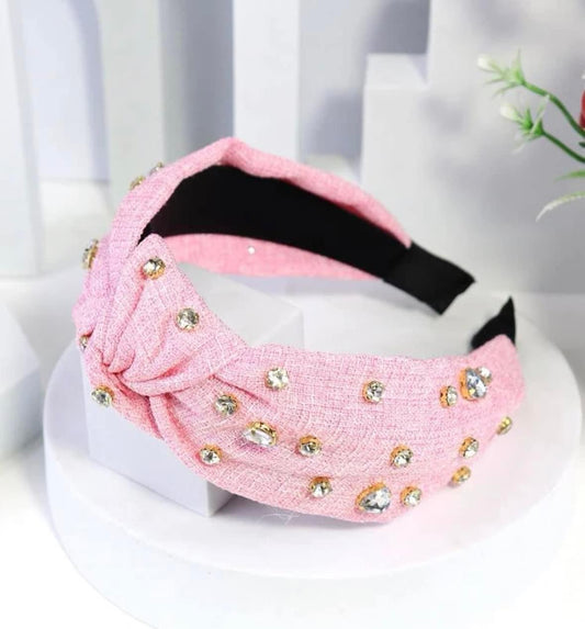 Pink Rhinestone Headband Golden Rae