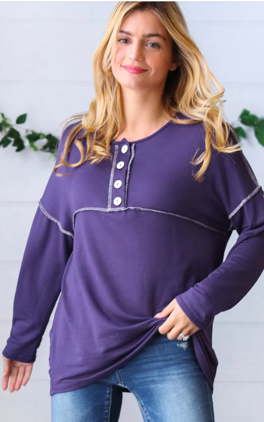 Purple Button Down Top