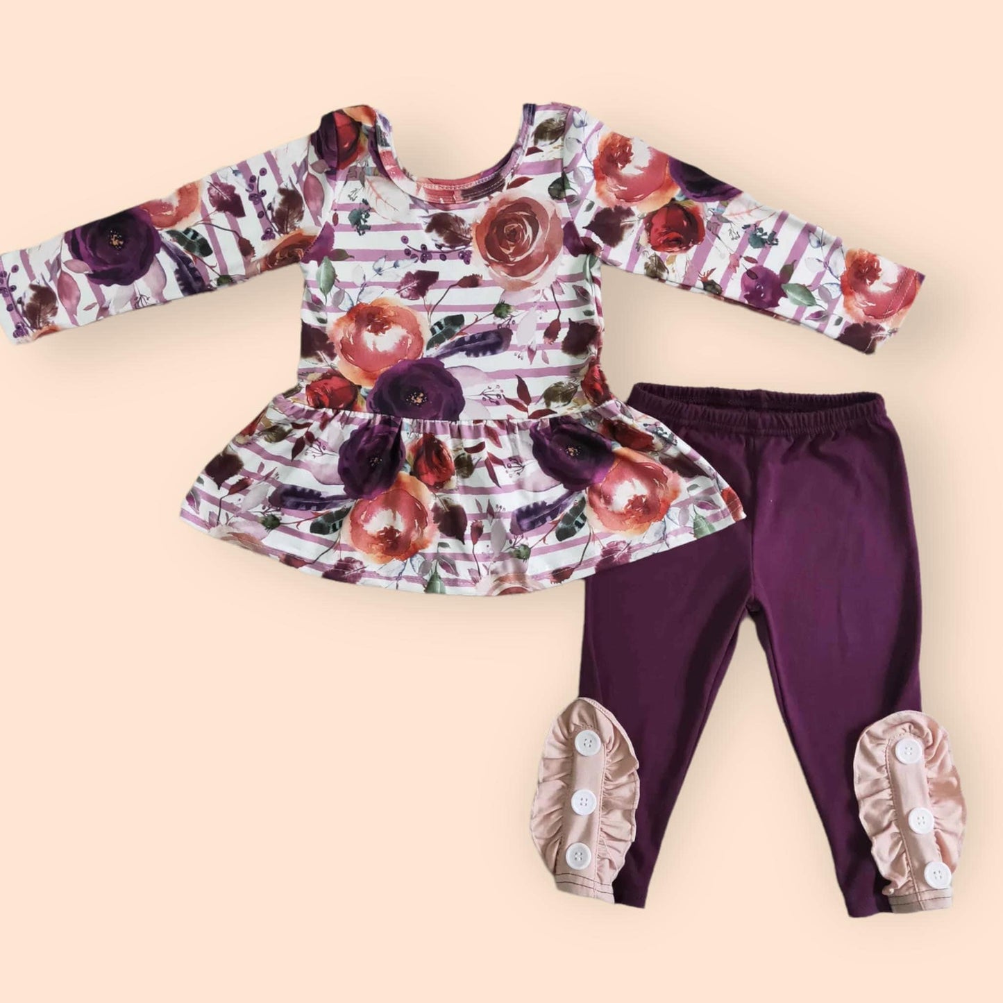 Maroon Floral Girls Set