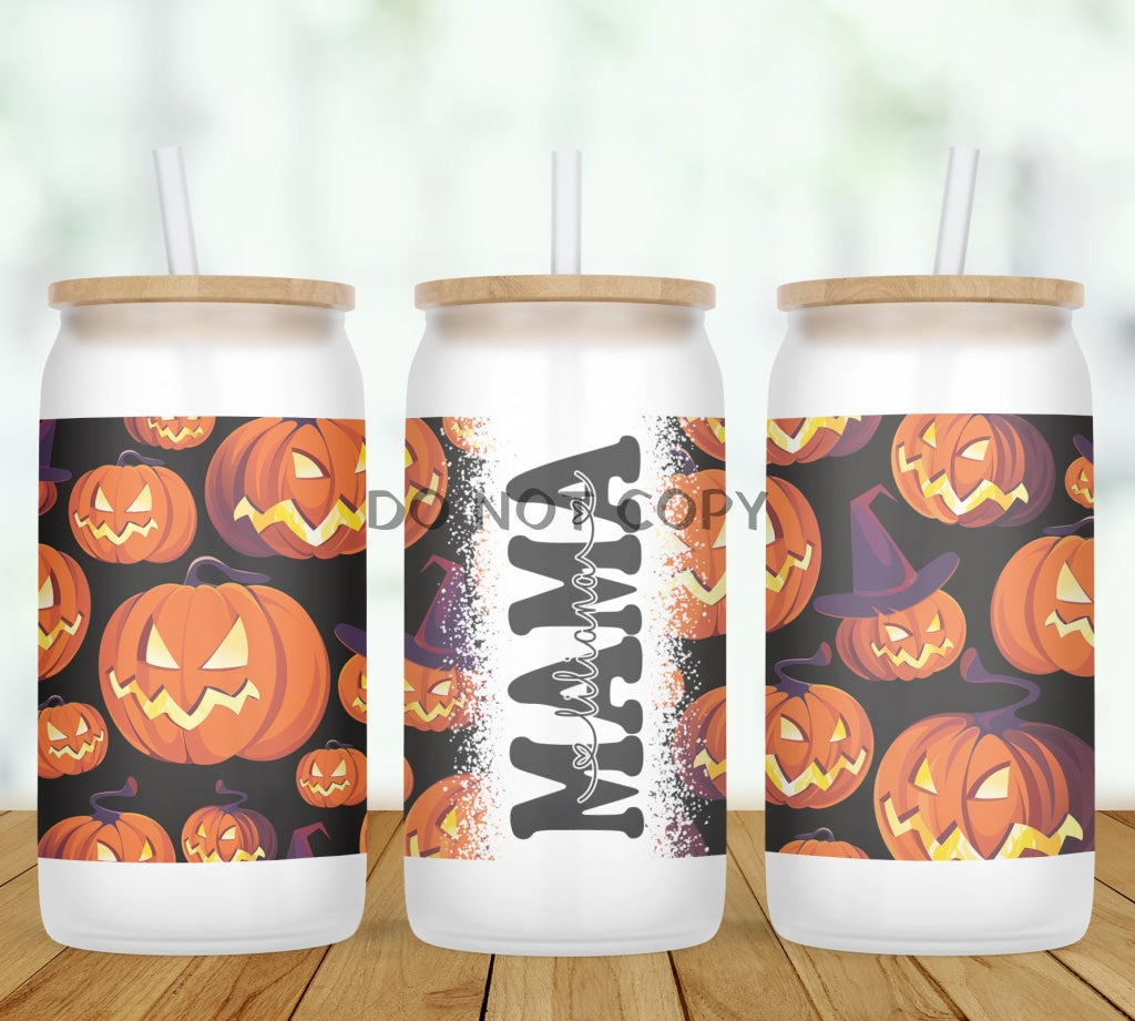 Jack O Lantern Personalized Glass Can
