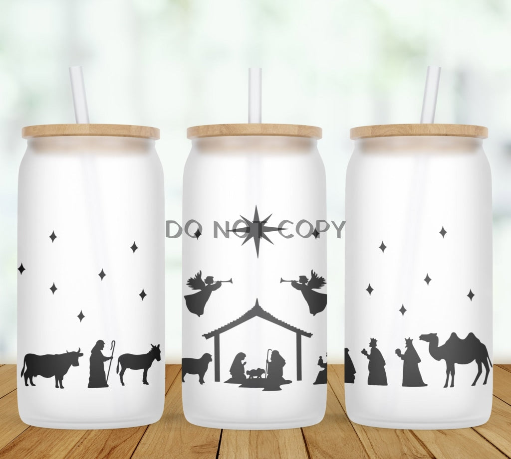 Nativity Scene Glass Can