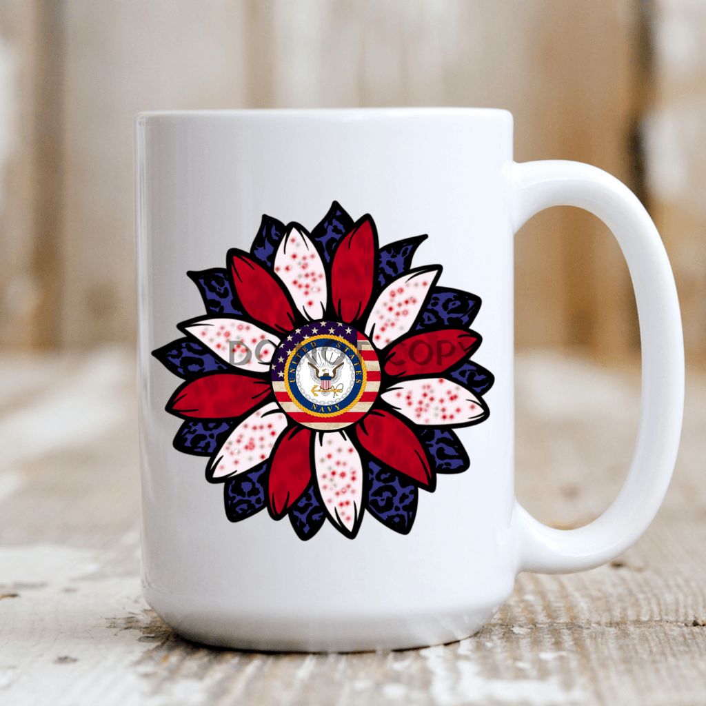 Navy Flower Mug