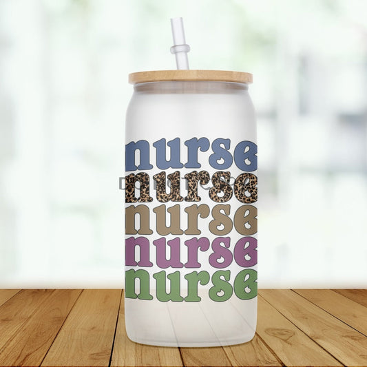 Nurse Stacked Glass Can