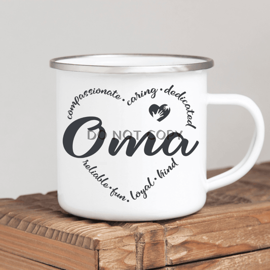 Oma Heart Enamel Mug Mug