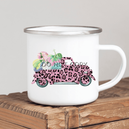 Pink Leopard Truck Enamel Mug Mug