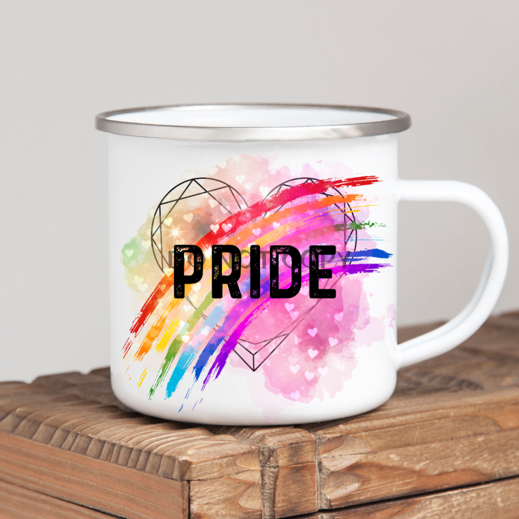 Pride Rainbow Heart Enamel Mug Mug