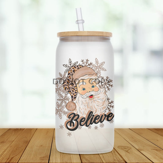Santa Believe Glass Can