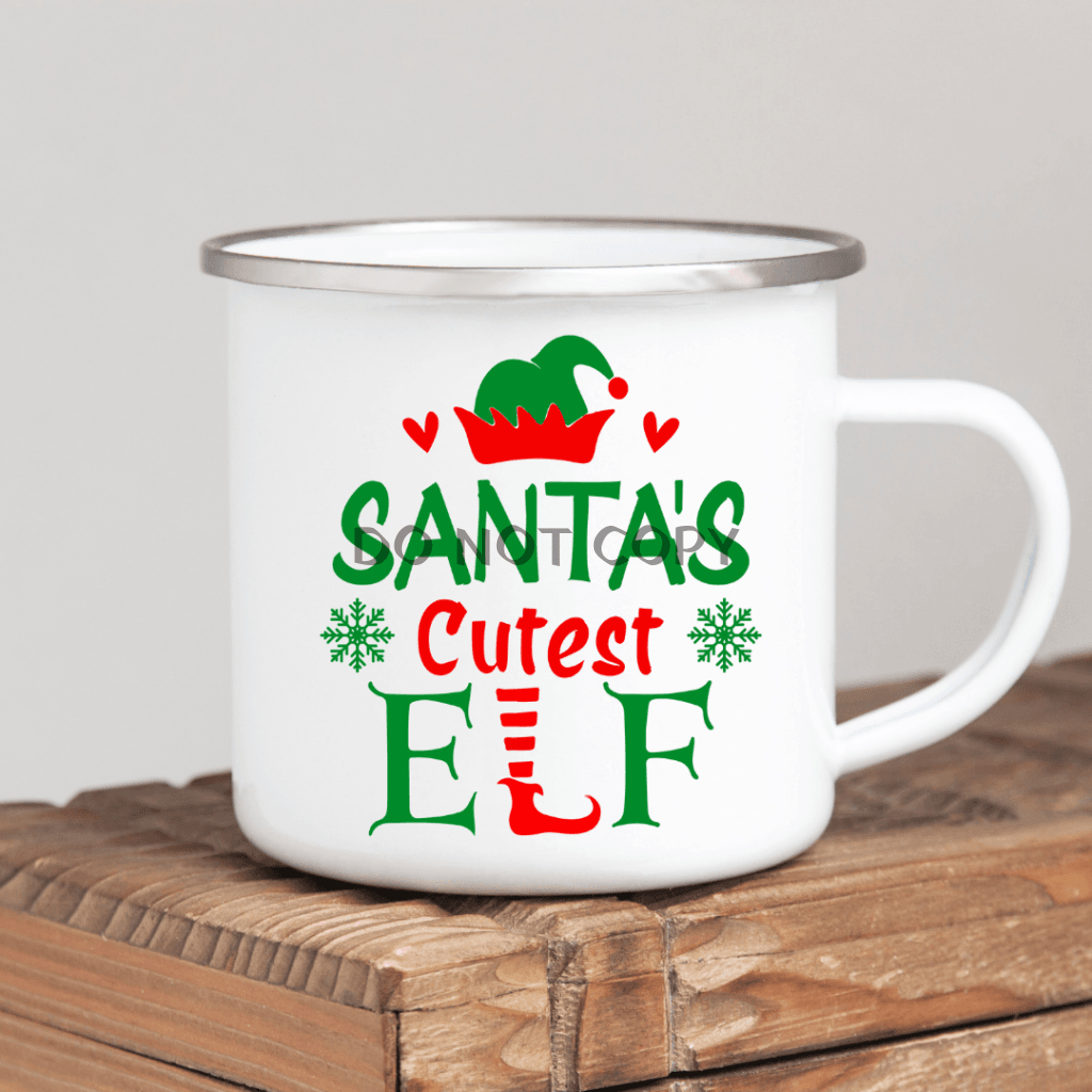 Santas Cutest Elf Enamel Mug Mug