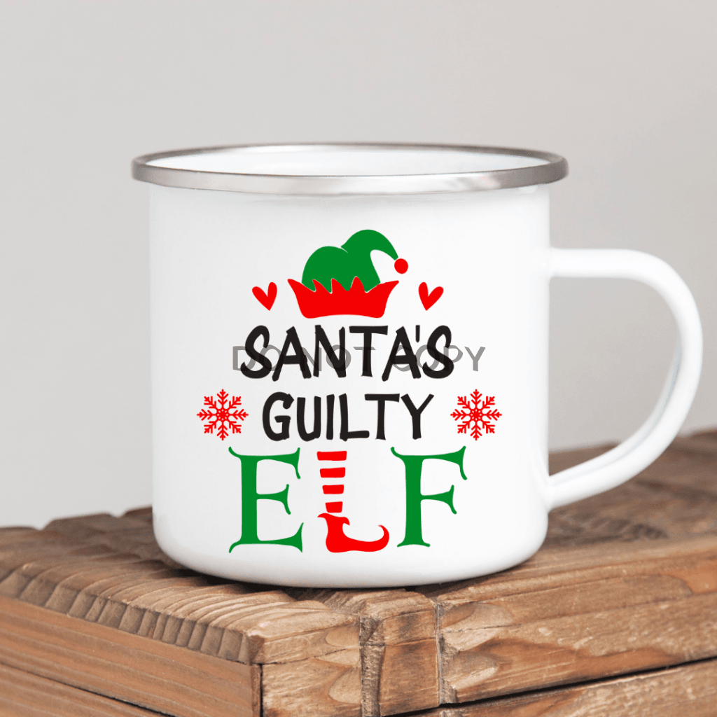 Santas Guilty Elf Enamel Mug Mug