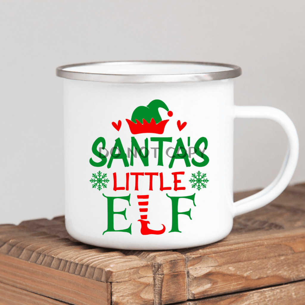 Santas Little Elf Enamel Mug Mug