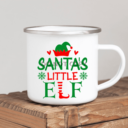 Santas Little Elf Enamel Mug Mug