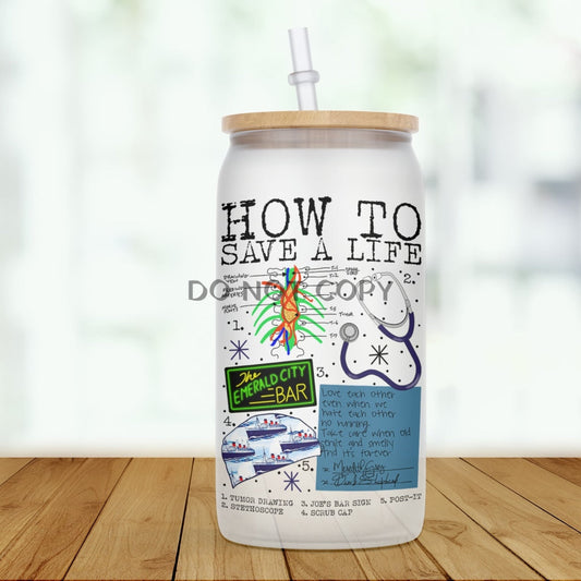 Greys Save A Life Glass Can