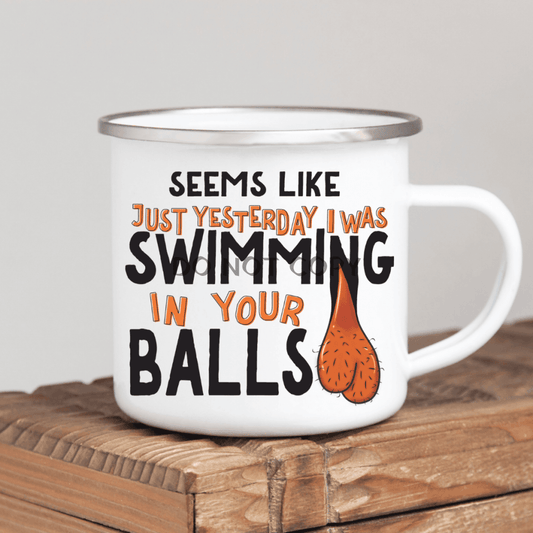 Seems Like Just Yesterday I Was Swimming Enamel Mug / Dark Mug