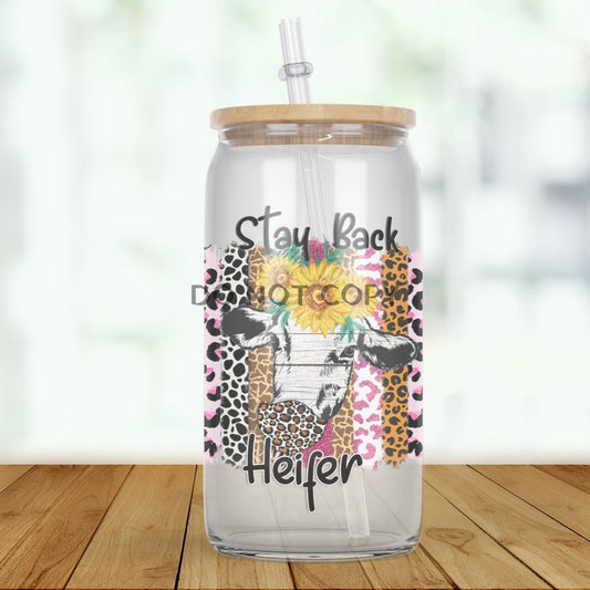 Stay Back Heifer Clear Glass Glass Can