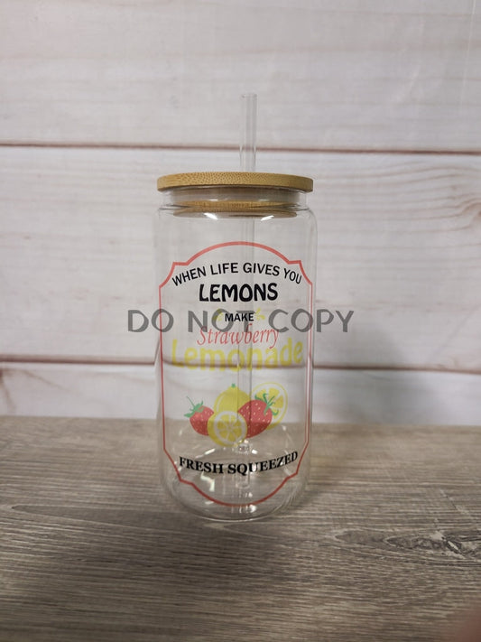 Strawberry Lemonade Clear Glass Glass Can