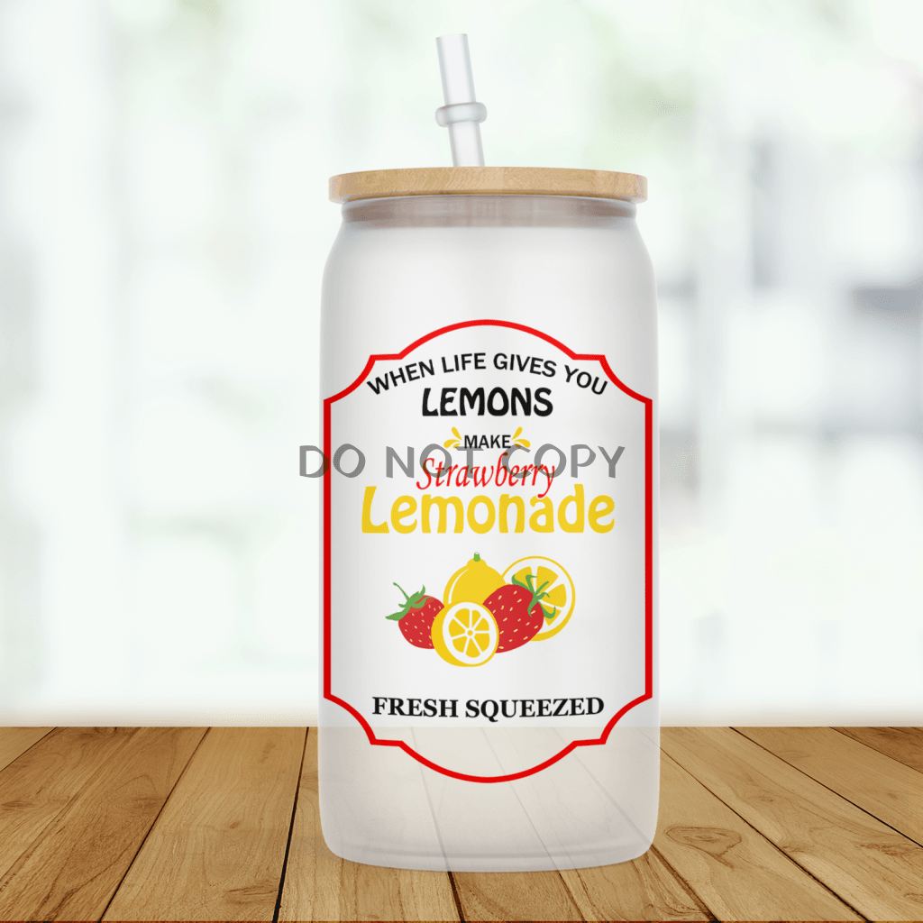 Strawberry Lemonade Frosted Glass Glass Can