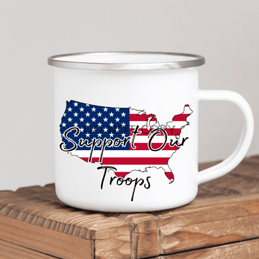 Support Our Troops Usa Enamel Mug Mug