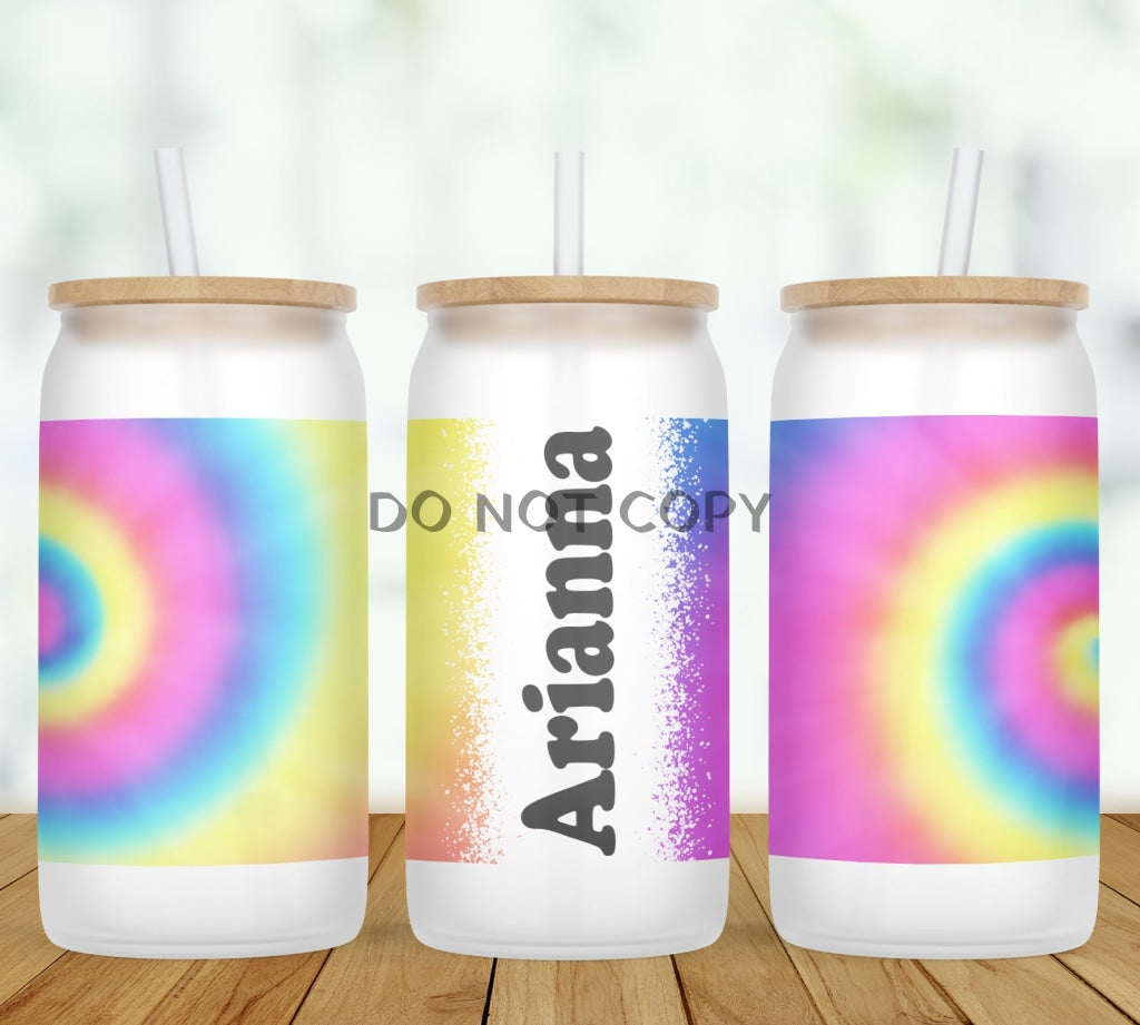 Tie Dye Personalized Glass Can
