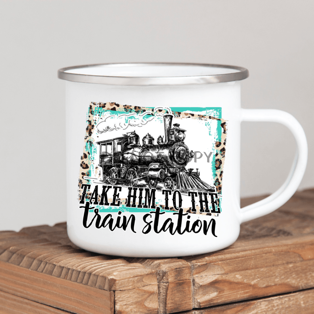 To The Train Station Enamel Mug Mug