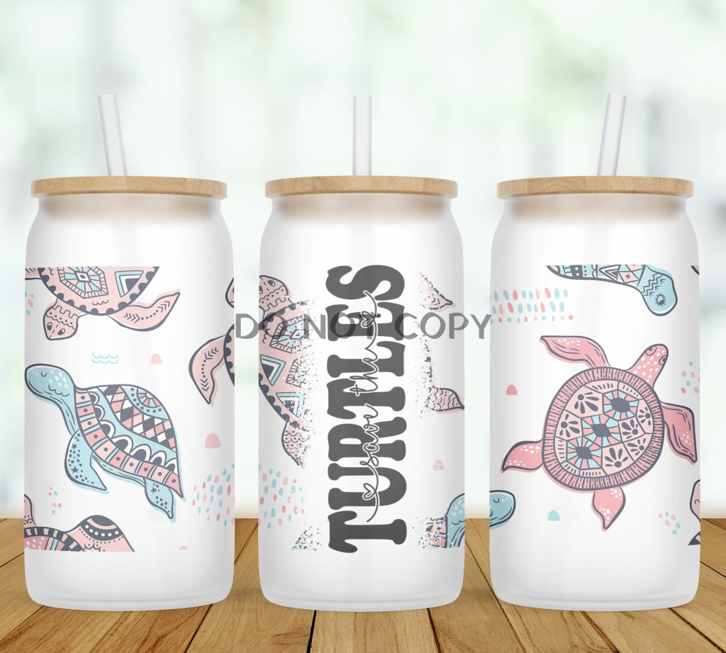 Turtles Personalized Glass Can