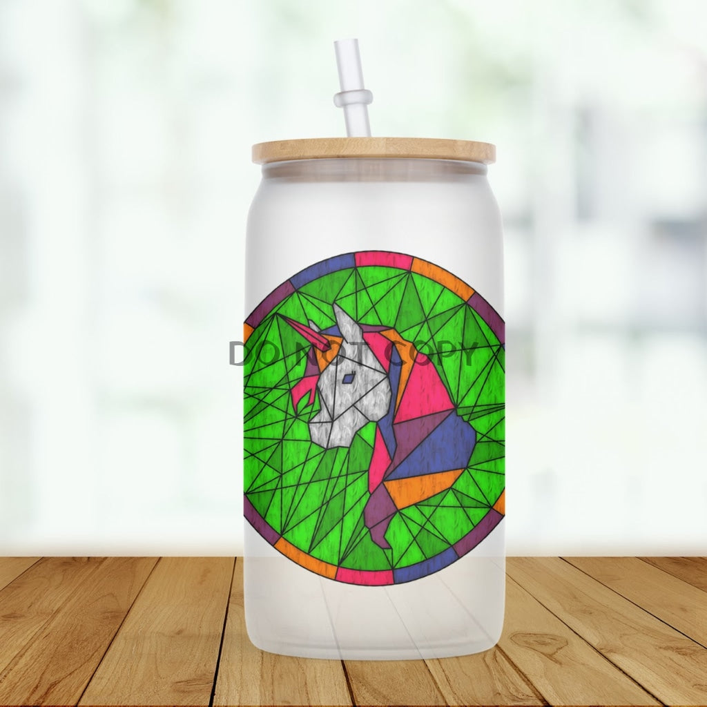 Unicorn Mosaic Glass Can