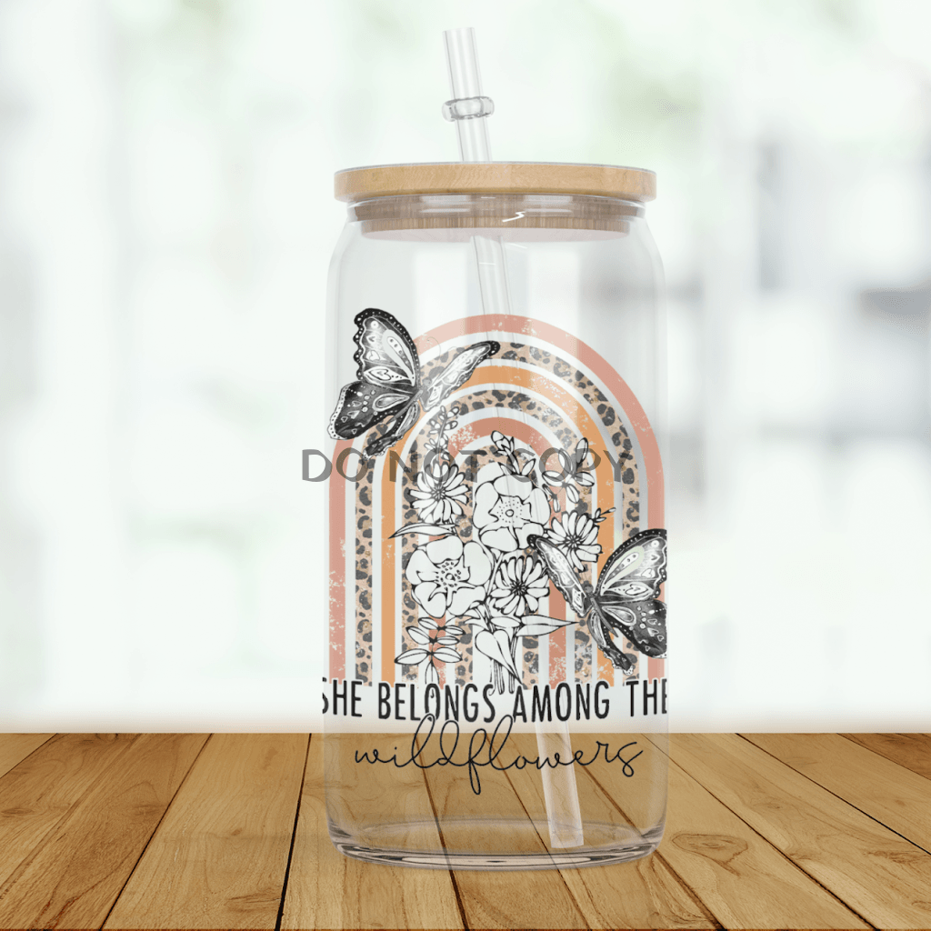 Wildflowers Clear Glass Glass Can